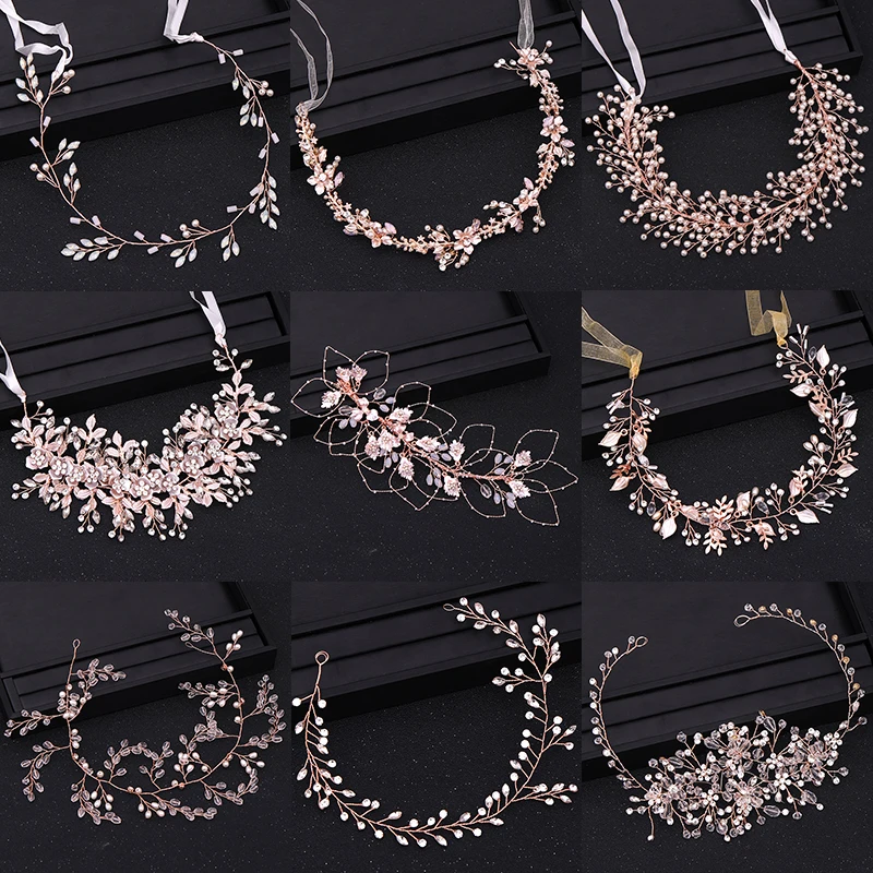 Headbands For Bride Wedding Hair Accessories Cystal Pearl Hairband Women Hair Vines Jewelry Handmade Headpiece