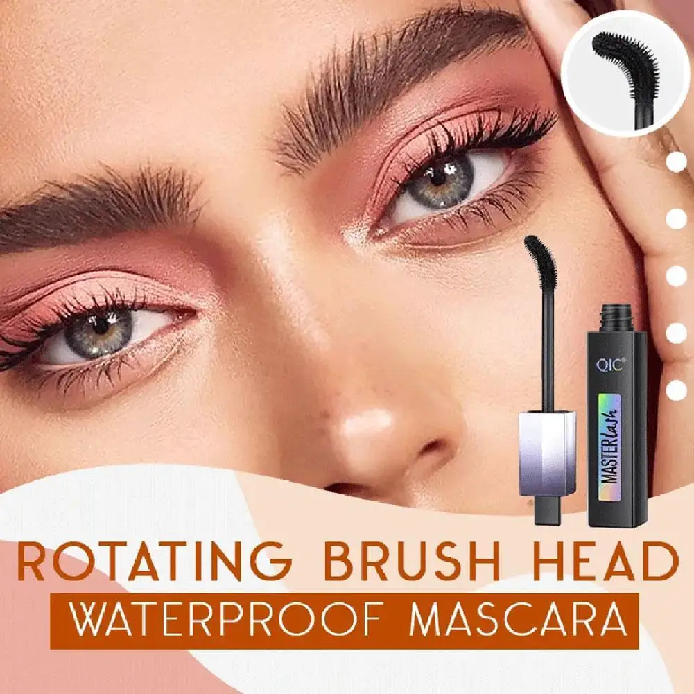 

Rotating Mascara Long Lasting Eyelash Cosmetics Silk Curved Extension Black Fiber 4D Waterproof Mascara Thick Makeup Mascar P7S5