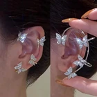 Блестящие серьги-бабочки для подъема ушей, без пирсинга, 1 шт., циркониевые закрепки, позолоченные Клипсы-манжеты для ушей для женщин, свадебные украшения