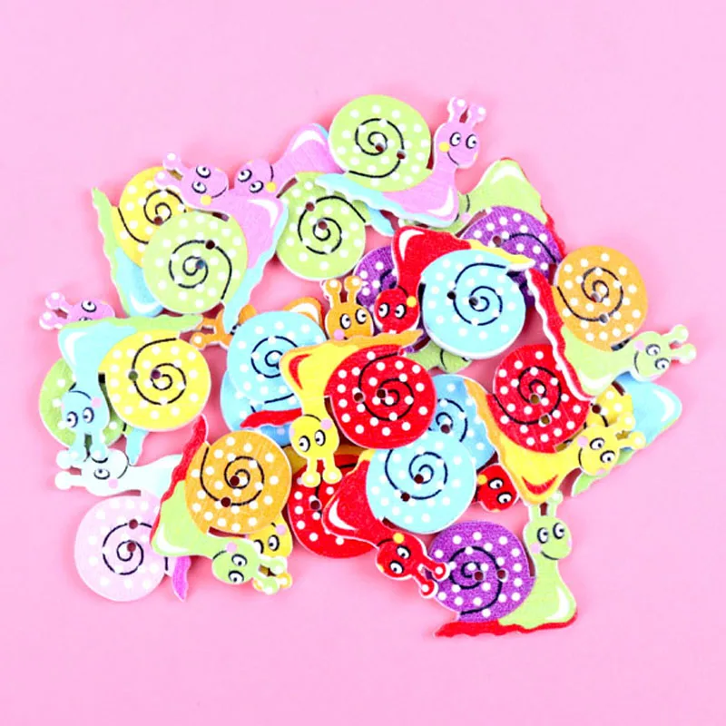 

30 шт. разноцветные Раскрашенные Деревянные Пуговицы в виде улитки, подходят для шитья и скрапбукинга, 23x22 мм Швейные Кнопки для рукоделия, сд...