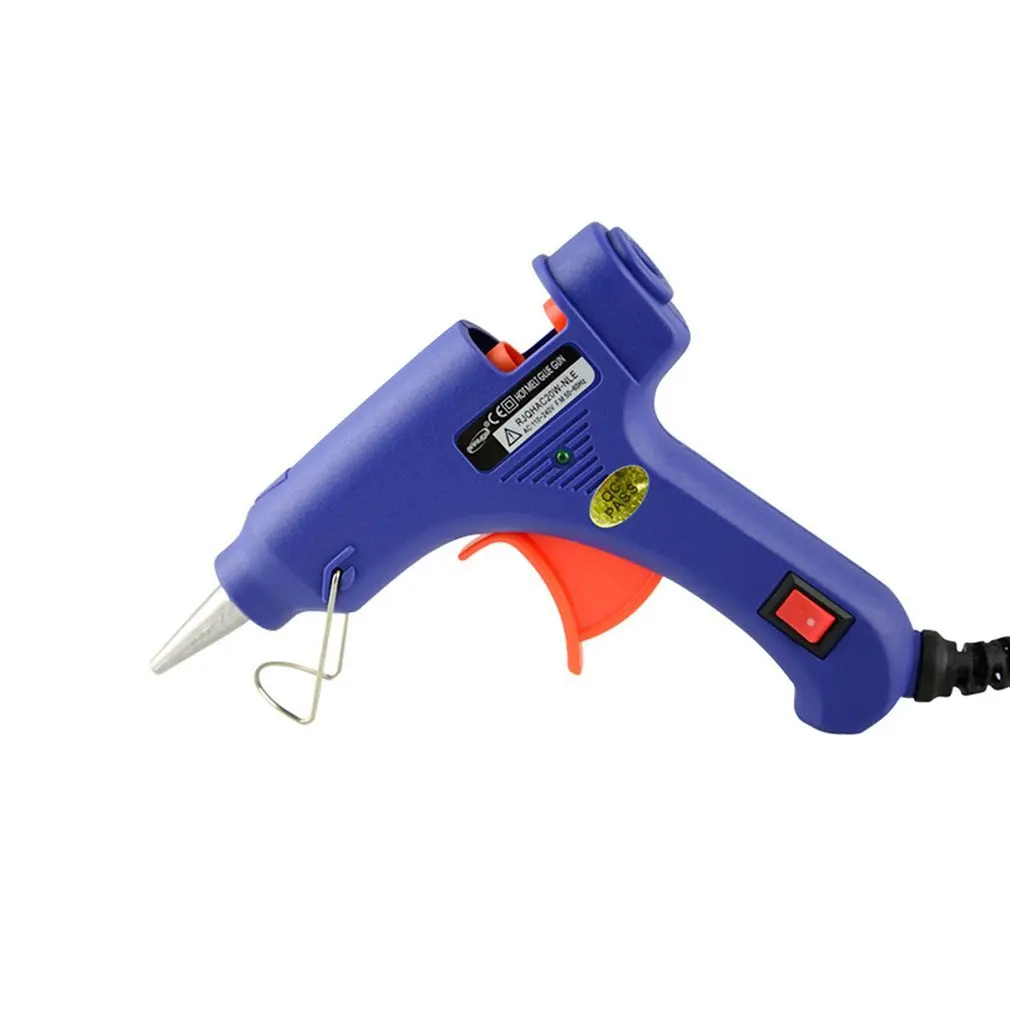 blue Round insert 20W Hot Melt Glue Gun E Gun Diy Thermo Electric Silicone Glue Gun Heat Temperature Tool British Gauge Glue Gun - Цвет: blue Round insert