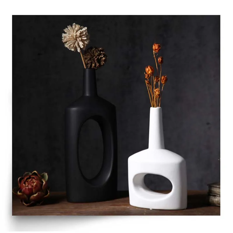 Креативная черно-белая ваза в скандинавском стиле цветочный горшок абстрактные