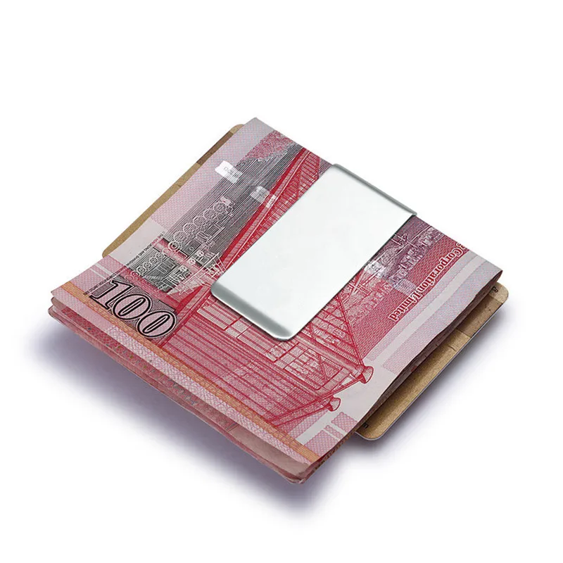 Тонкий мужской и женский кошелек из нержавеющей стали металлический зажим для