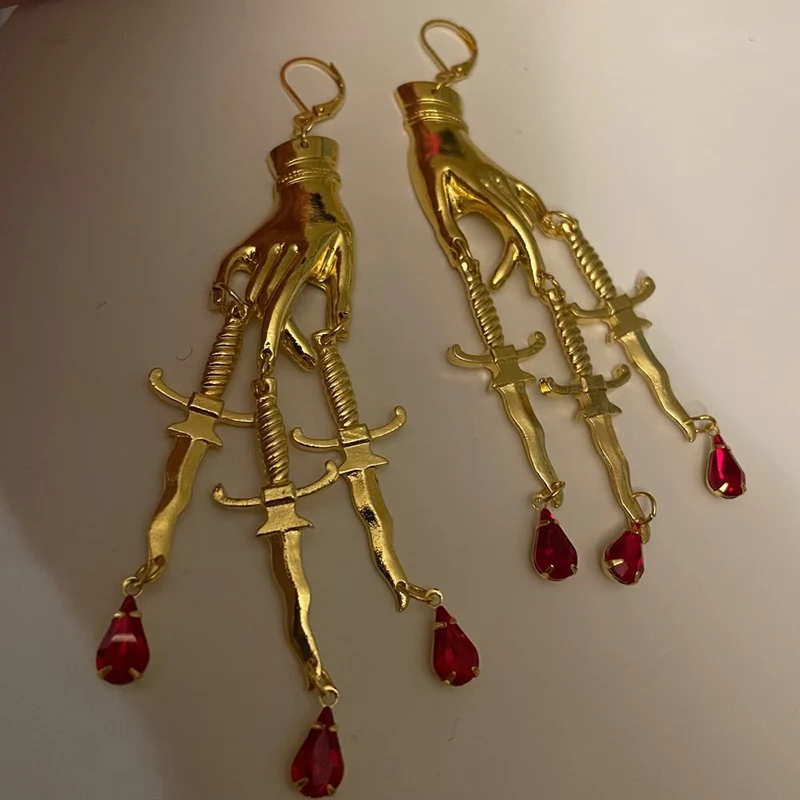 

1 Pair The Golden Hand & Dagger Earrings Gothic Earrings Statement Earrings Witchy for Women