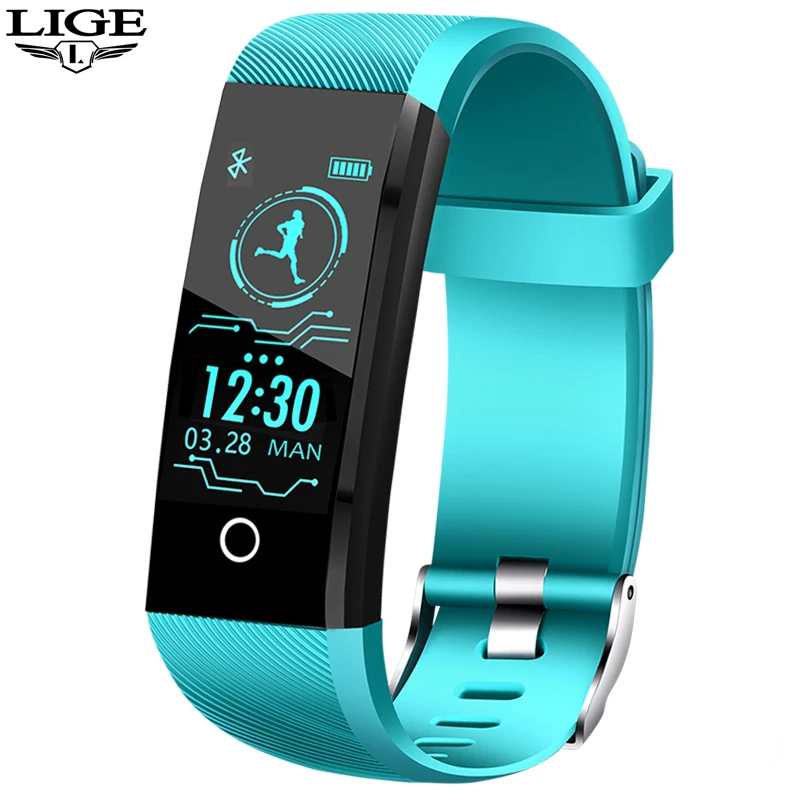 LIGE Smart bracelet Blood Pressure Heart Rate Monitor Fitness Tracker waterproof Smart Watch sport Wristband for ios Android+Box