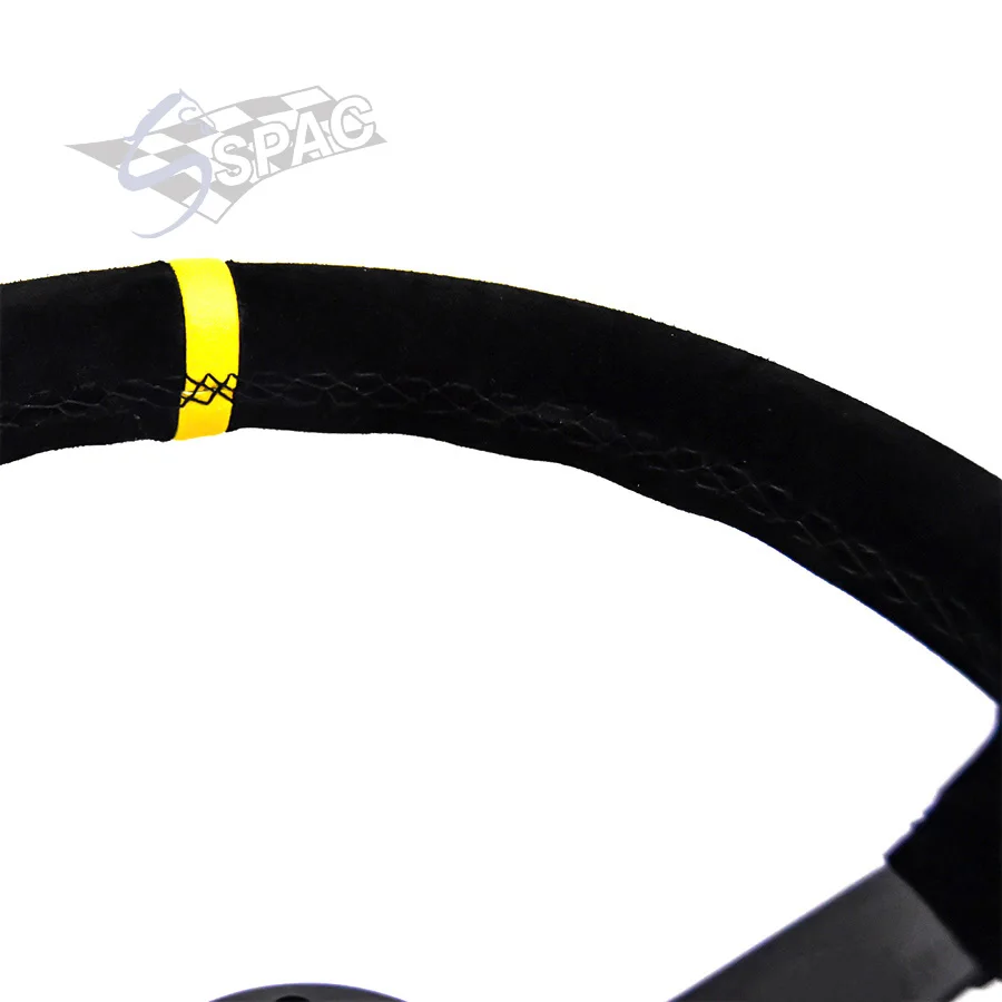 Спортивный руль для дрифтинга замшевый кожаный гоночного автомобиля с кнопкой