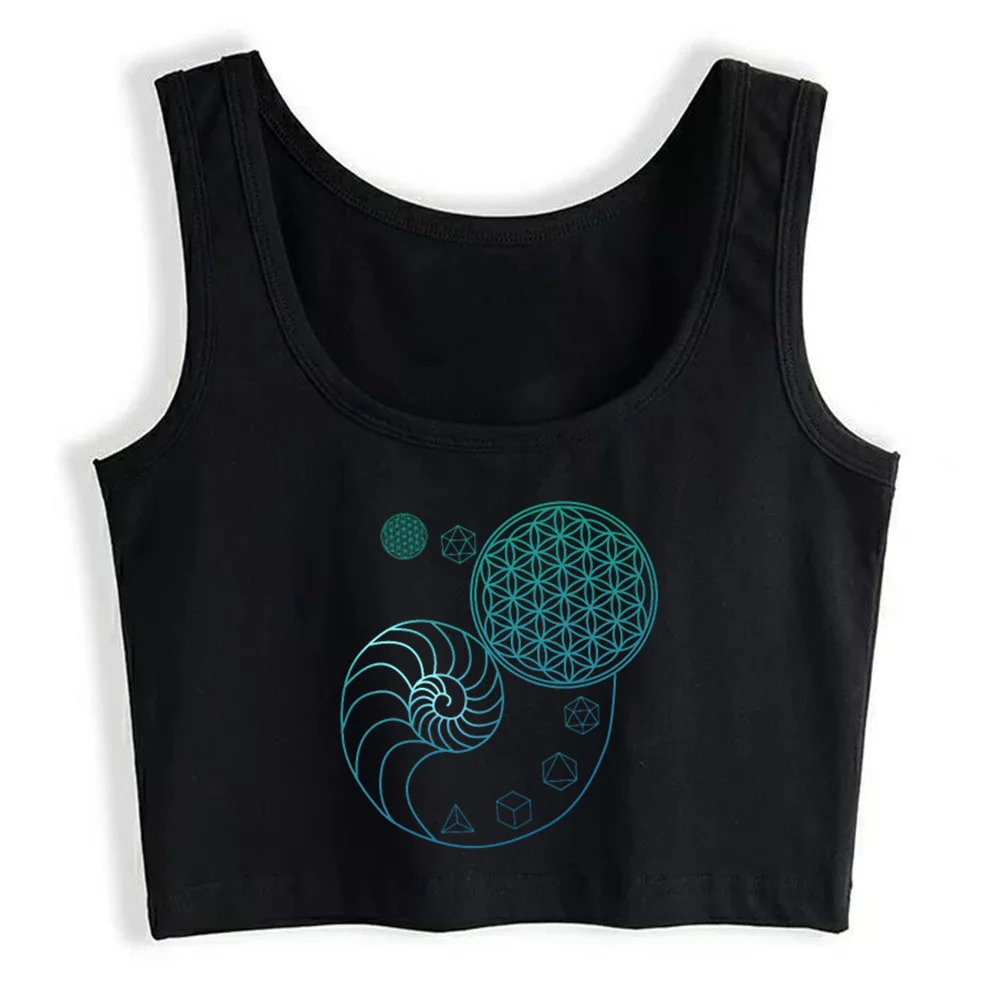 

Кроп-Топ женский в стиле Харадзюку, Готическая майка с священным геометрическим узором, со спиралью творчества, Y2k