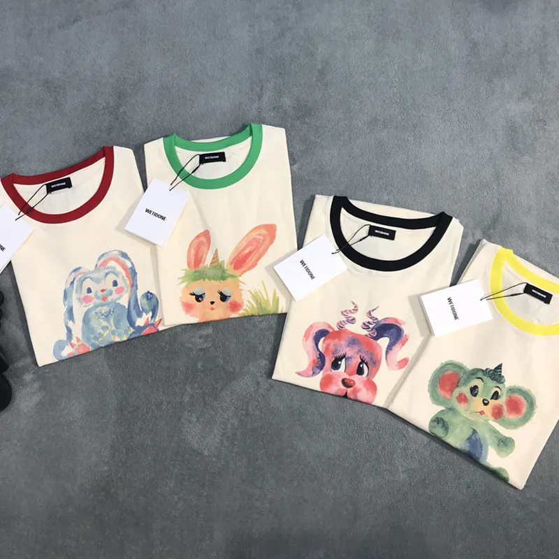 

2021ss WE11DONE T Shirt Men Women 1:1 Best Quality Fruit Color Thin Animal Little Monster Welldone T-shirt Top Tees
