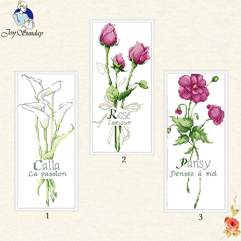 

Joy Sunday The rose flower DMC 11CT 14CT Cross Stitch Set Handmade DIY Embroidery DMC Needlework Kit For Gift friends Home Decor