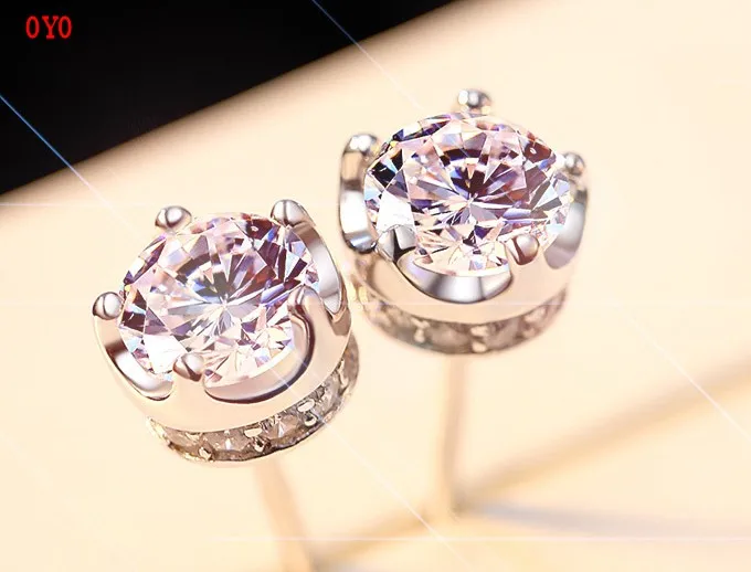 

s925 silver Korean fashion temperament diamond and amethyst earrings