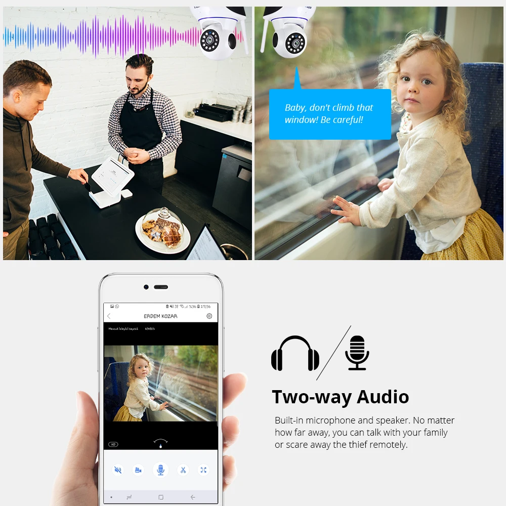 Камера видеонаблюдения KERUI беспроводная мини камера безопасности с функцией