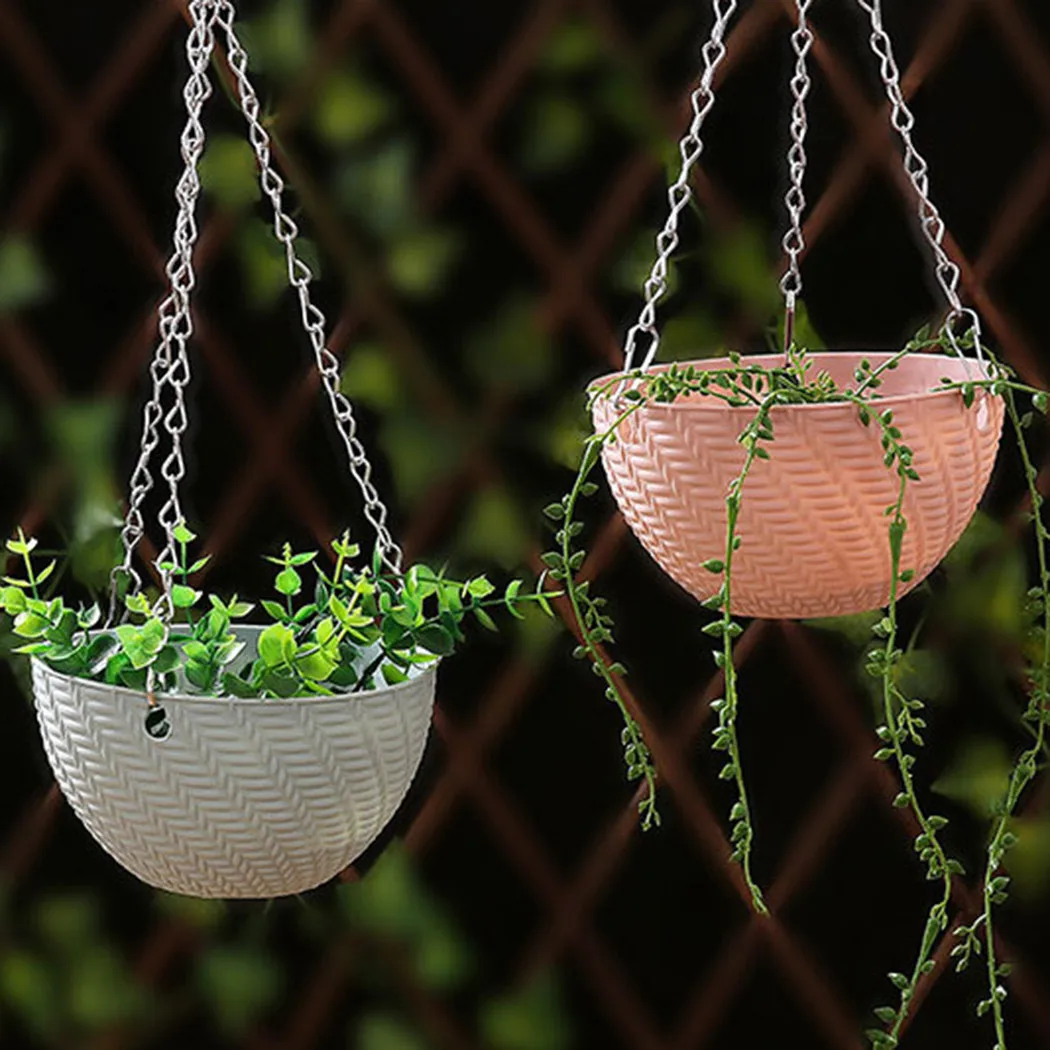 

Basket Plant Pot Blue Flower Garden Decor Green Pink Replacement Resin