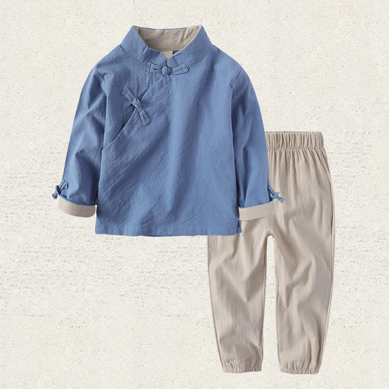 Детская одежда в китайском стиле для мальчиков Республики ханьфу костюм из