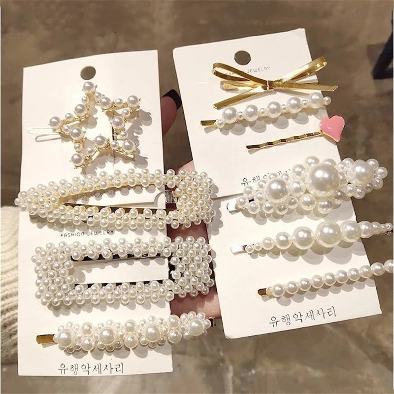Заколки для волос женские корейские заколки с искусственным жемчугом и бусинами