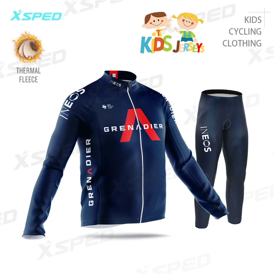

Детская одежда для велоспорта, Детские майки комплект, зимняя куртка с длинным рукавом, униформа для мальчиков, теплый флисовый костюм, 2020
