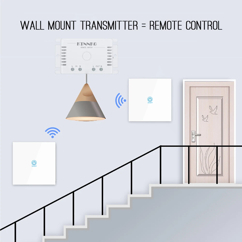 Настенный выключатель из закаленного стекла 433 МГц 86 портативный радиочастотный
