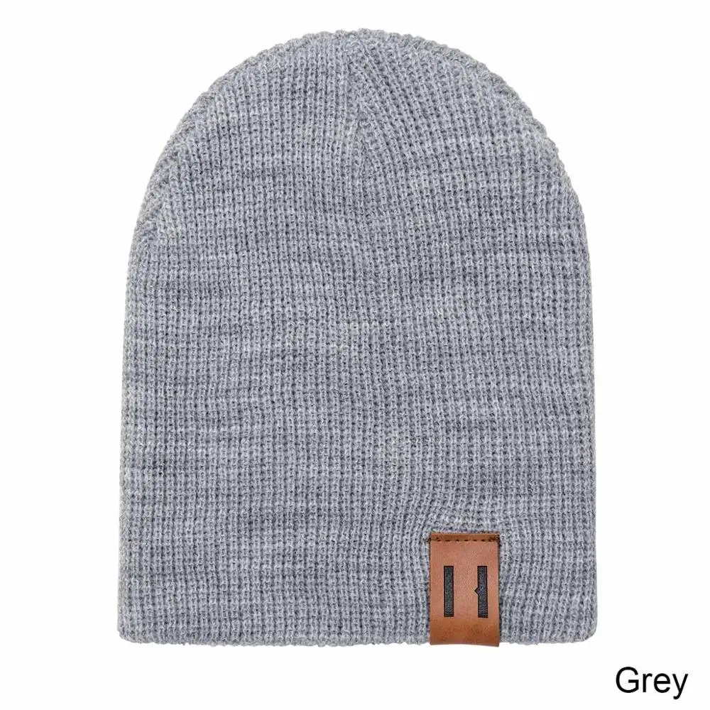Grey 3 Child Модная женская шапка и шарф для детей, вязаная зимняя шапка, шарф для детей, колпачок, девочка-мальчик, одноцветные шапки с логотипом - Цвет: Grey 3 Child