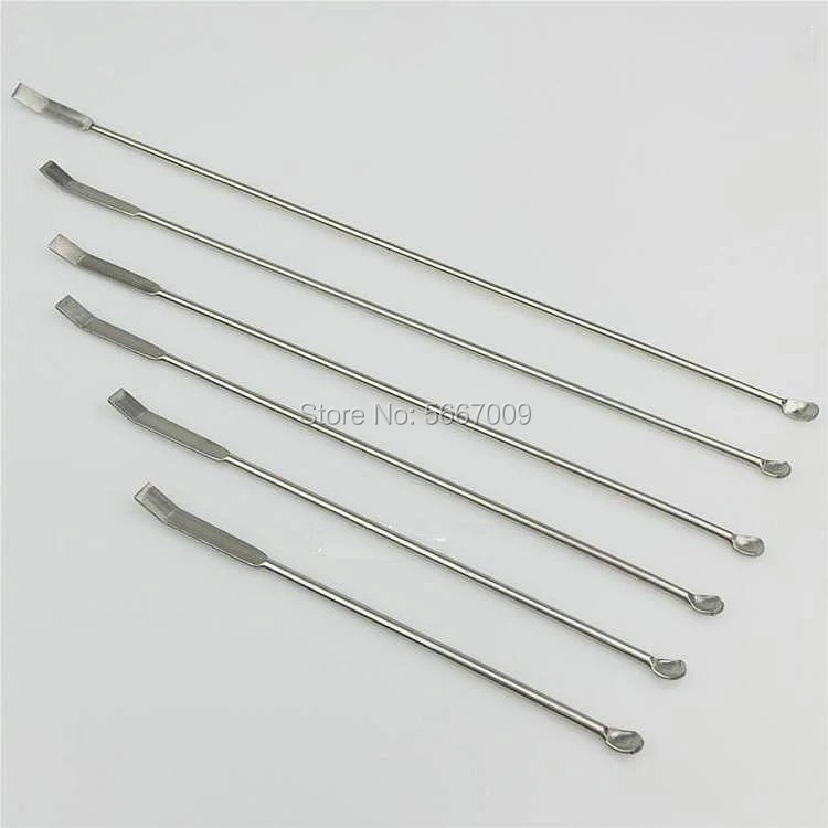 10pcs/lot stainless steel Microscale spoon and scraper double-head use for experiment