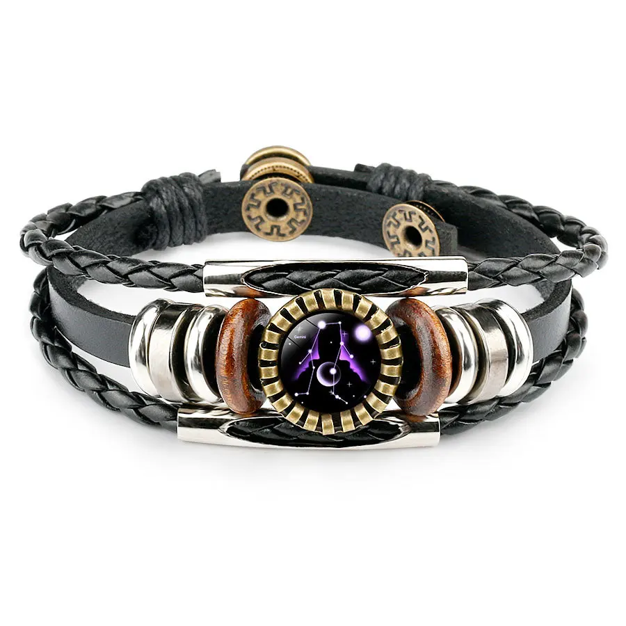 Оптовая продажа 24 шт./лот браслет с подвесками в виде знаков зодиака для женщин и