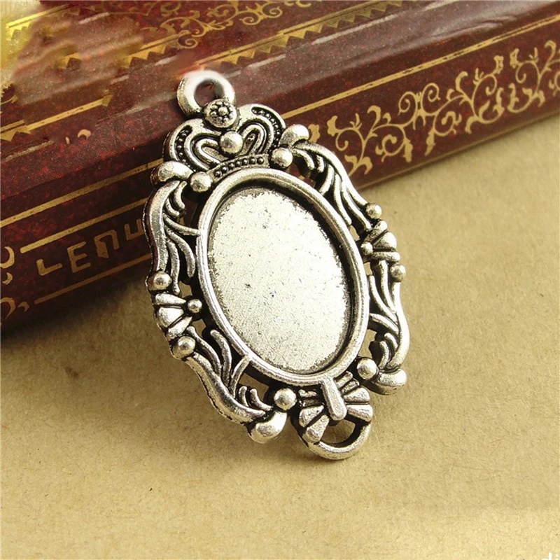 20 штук Овальный камео кабошоны база из старинной бронзы Серебристые Кулоны