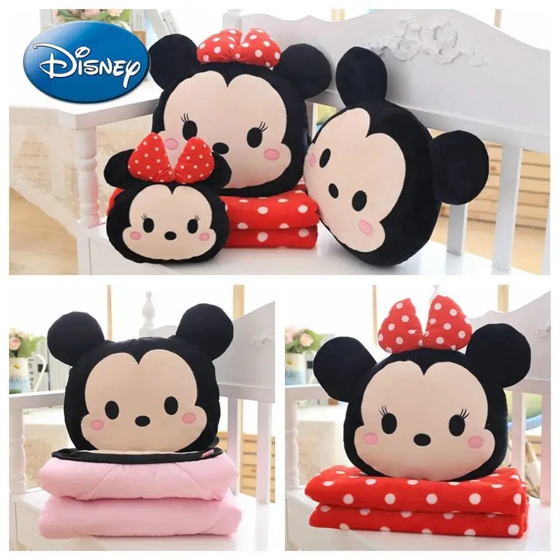 

Disney Mickey Mouse Minnie Car Dual-use Pillow Car Air Conditioning Office Nap Blanket Headrest Business Travel Convenient