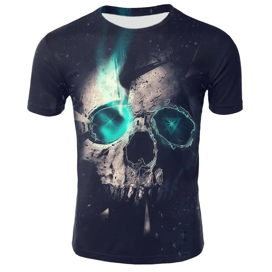 

Spring and summer 3D printing horror skull T-shirt cool short-sleeved men's and women's retro fashion 3DT shirts