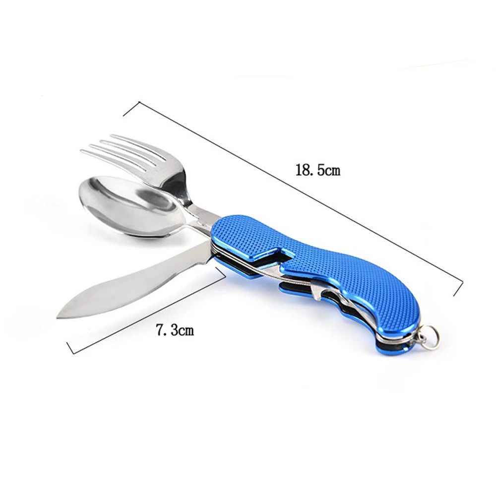 На открытом воздухе 3 в 1 Складная посуда Нержавеющая сталь Ложка Отдых на
