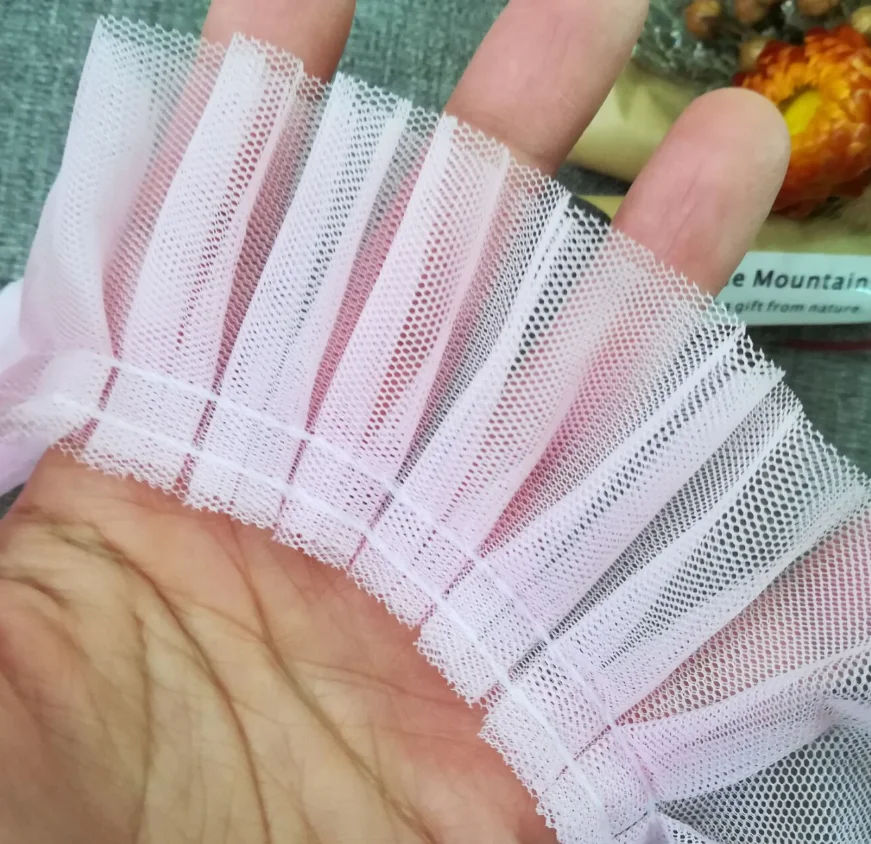 3D плиссированная сетчатая кружевная ткань 1 ярдов 91 см ширина 5 розовая желтая