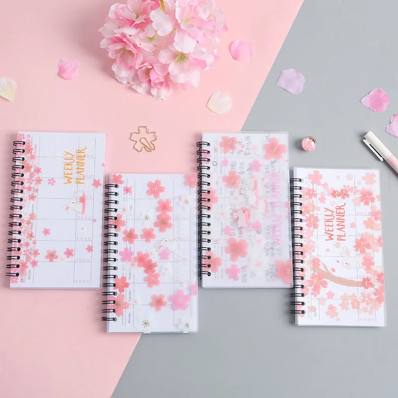 Еженедельник планировщик ноутбуков Cuadernos Y Libretas PVC Sakura дорожный дневник маленький