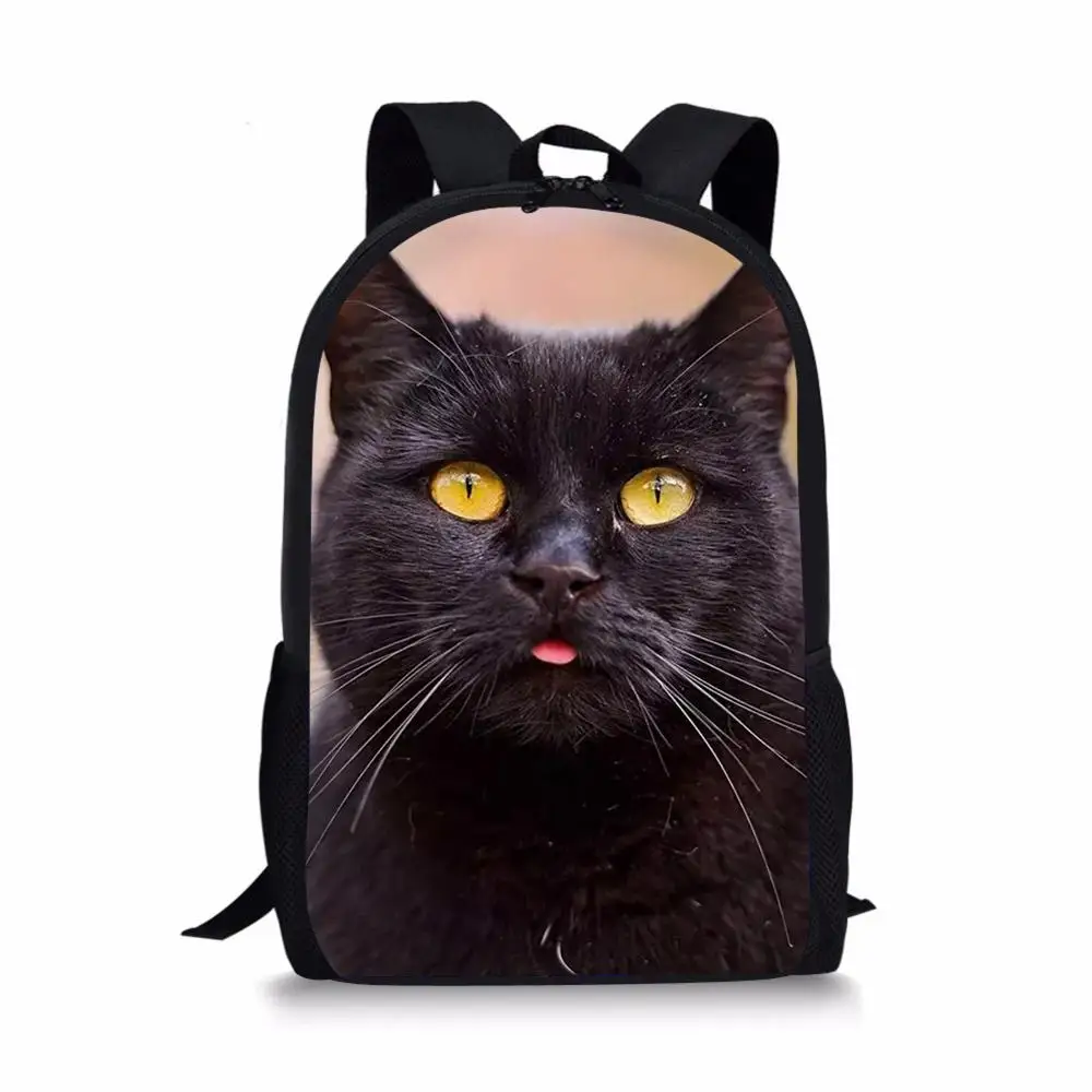Children's School Bags Black Cats Pattern 3D Large Capacity Primary Student Bookbags Back to School Satchecl Schoolbags