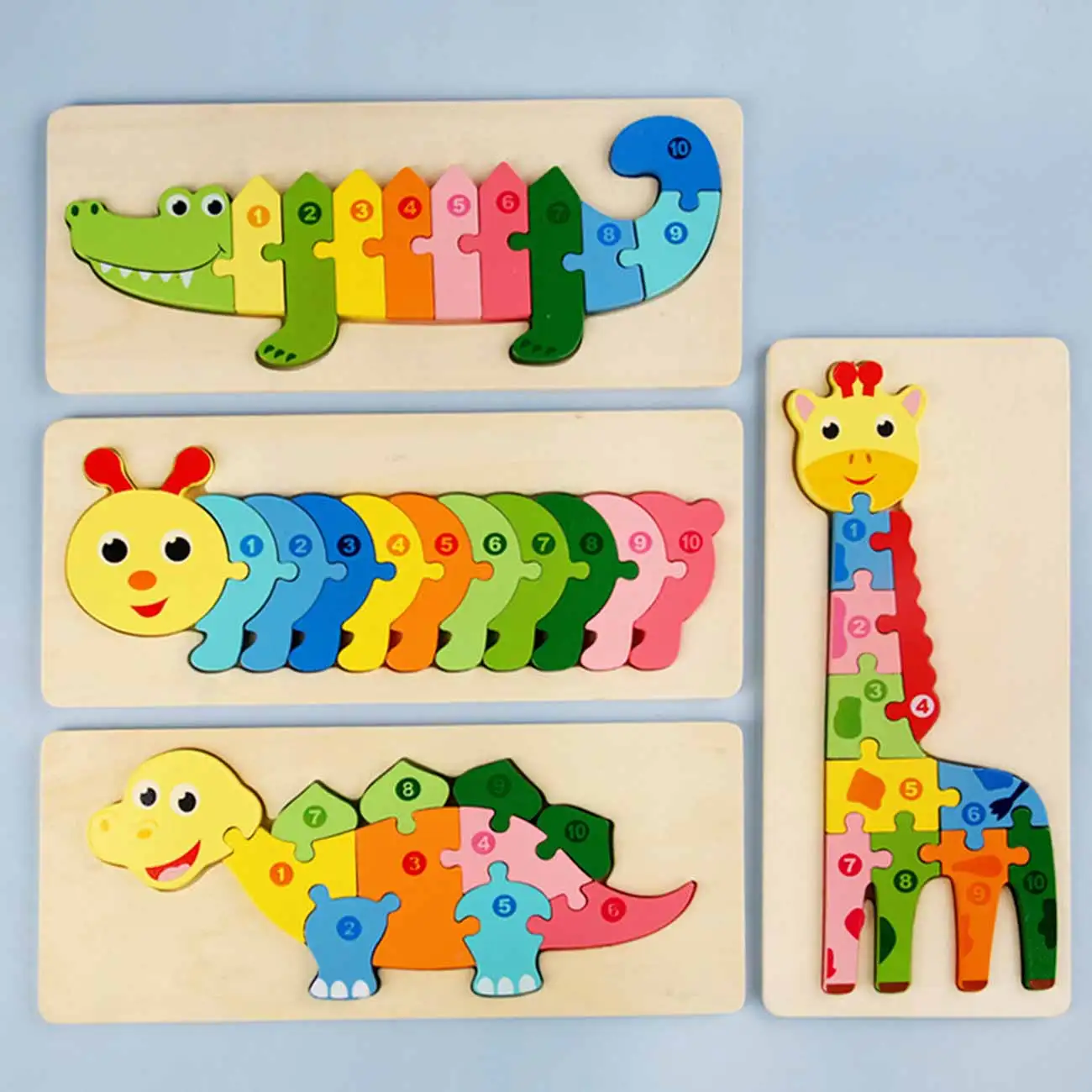 

1 Set Wooden Cartoon Number Animal Puzzles Children Number Cognition Enlightenment Toys