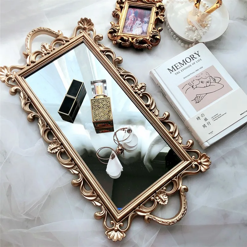 

European Style Mirror Wall Creative Hanging Aesthetic Vanity Mirror Aesthetic Unique Espejos Decorativos Bedroom Decor EI50DM