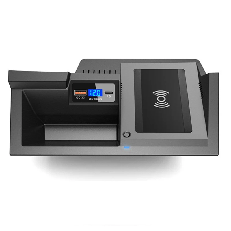 

Беспроводной автомобиля Зарядное устройство для Mazda CX-5 CX5 2017-2021 QC3.0 быстрое зарядное устройство USB Порты и разъёмы 36 Вт QI Беспроводной телефо...