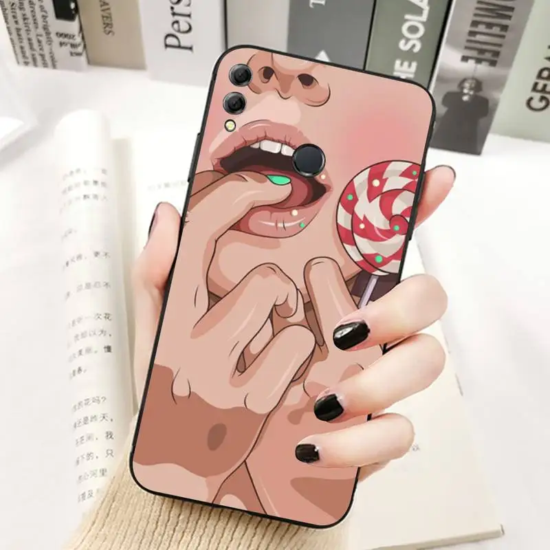 TOPLBPCS сексуальный женский красный губы горячая девушка чехол для телефона Huawei Honor