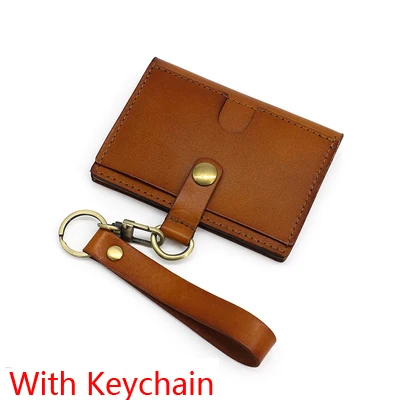 Brown-Keychain Япония и Корея, мужской кошелек, первый слой, коровья кожа, водительские права, чехол для карт, женский, для шеи, ID, значок, автобус, карты, наборы, брелок - Цвет: Brown-Keychain