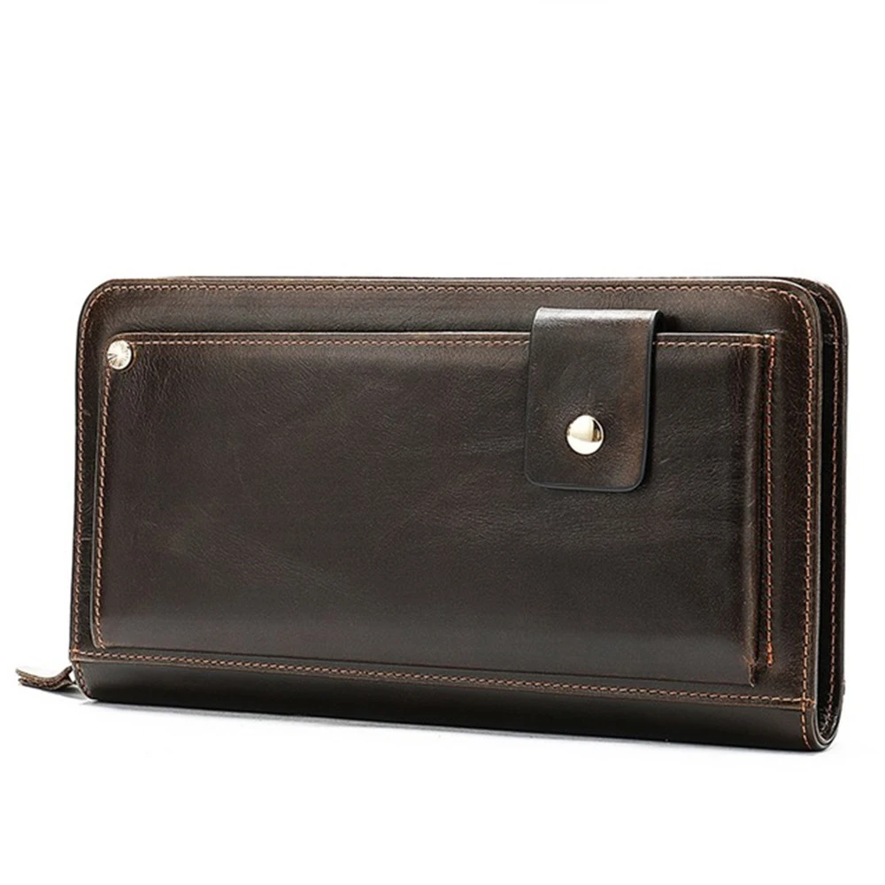 

Vintage Genuine Leather Wallet for Men Long Clutch Zipper Cash Organizer Card Holder Can Customize Male Coin Purse Top Brand