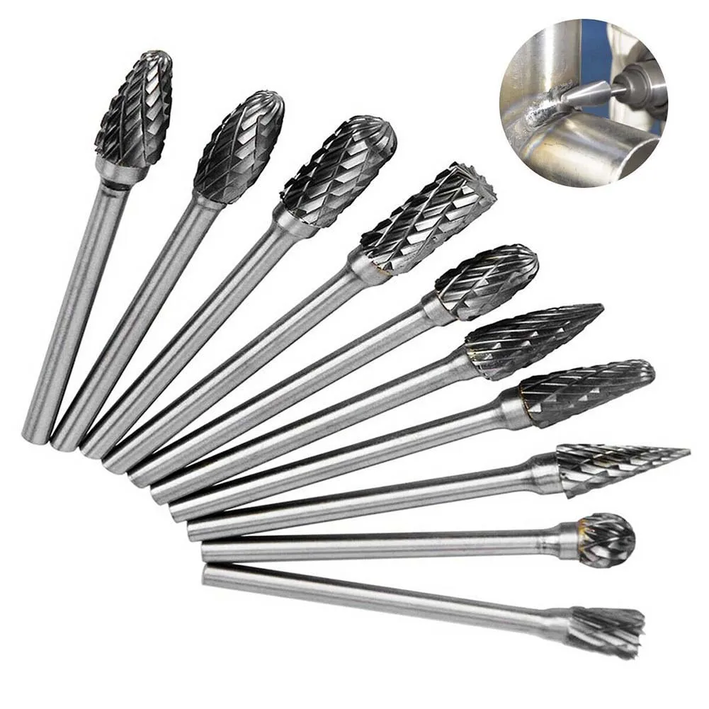 Tungsten Carbide Rotary File Hard Alloy Rotary Bur Drill Bit Engraving Cutter 3x6mm Shank Grinding Head For Drill Bits