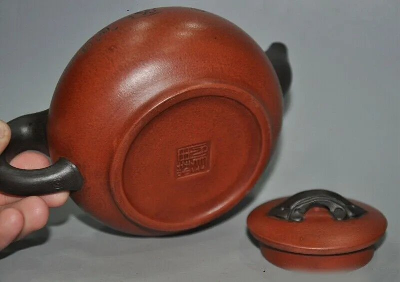 

wedding decoration Marked Old Chinese Yixing Zisha pottery Hand-carving lotus Teapot pot Tea Maker