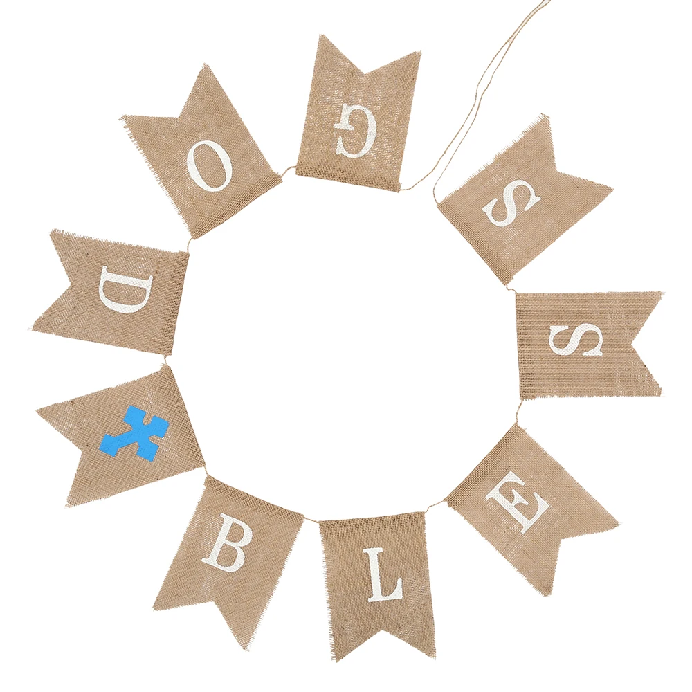 BOD BLESS буквы мешковины раздвоенный хвост баннеры гирлянды флаги для детского душа