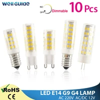 10pcs led g4 g9 lamp e14 led bulb cob 7w 9w 10w 12w 220v ac12v smd 2835 led no flicker dimmable ceramic replace halogen lamp