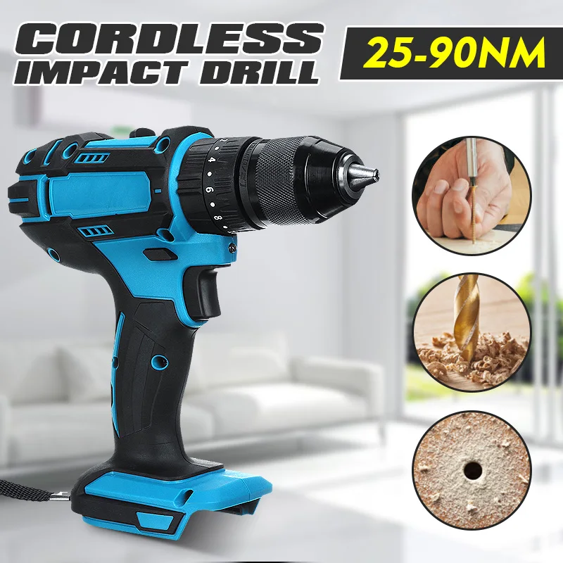 

18V 3 in 1 Electric Cordless Impact Drill 13mm Rechargeable Electric Screwdriver Drill for Makita Battery Power Tool