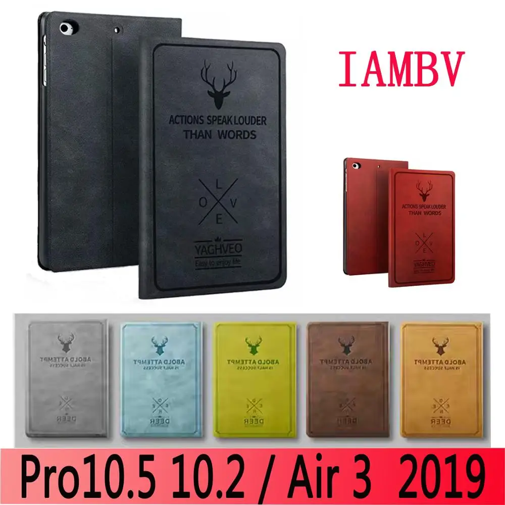 Чехол для iPad 10 5 дюймов 2017 Air3 2019 рельефный Ретро с головой оленя умный чехол сна 2
