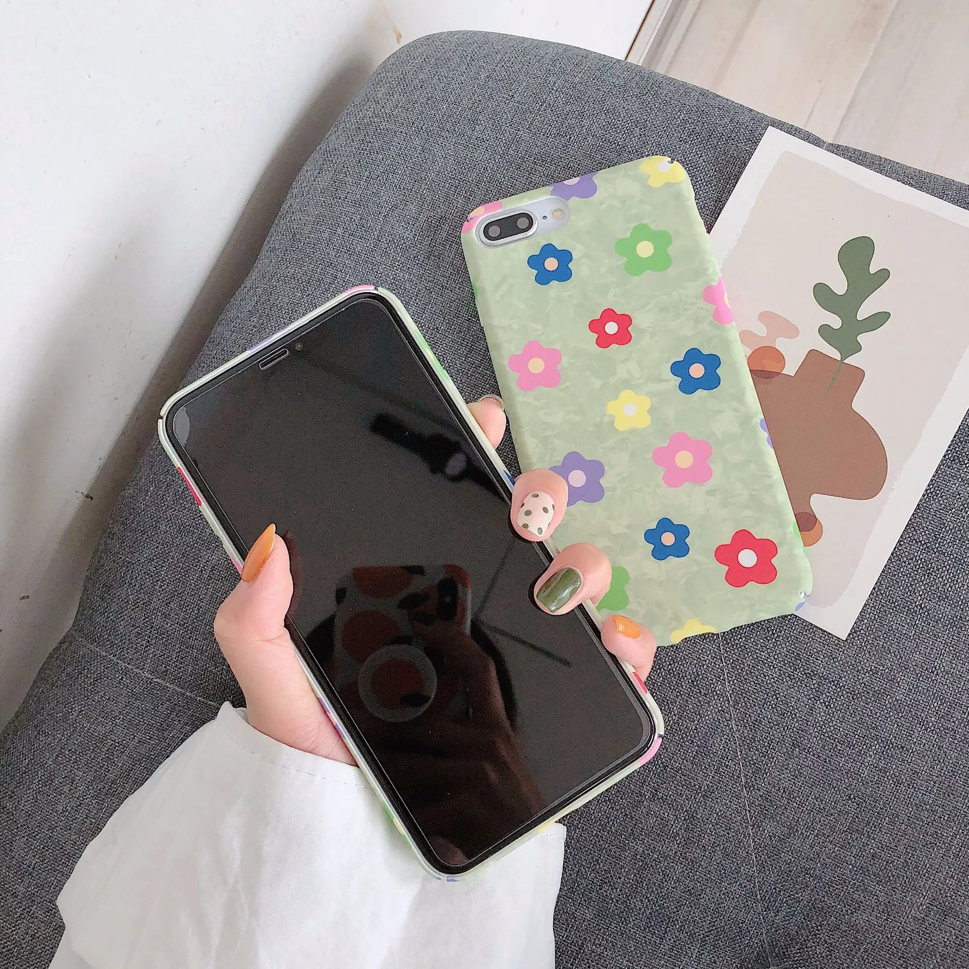 Ins стиль цветной цветочный чехол для телефона ПК Жесткий корпус IPhone 6 6s 6P 6sP 7 7P 8 8P X