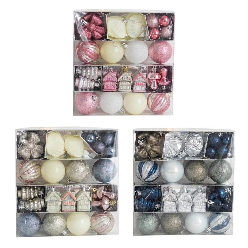

68UE 31 Pcs Christmas Balls Shatterproof Baubles Decorations Xmas Trees Pendant Wedding Party Home New Year Decorations