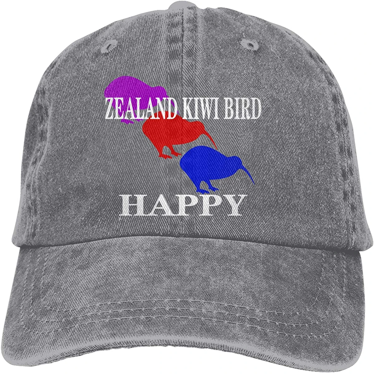 

Zealand Kiwi Bird Makes Me Happy Sports Denim Cap Adjustable Unisex Plain Baseball Cowboy Snapback Hat