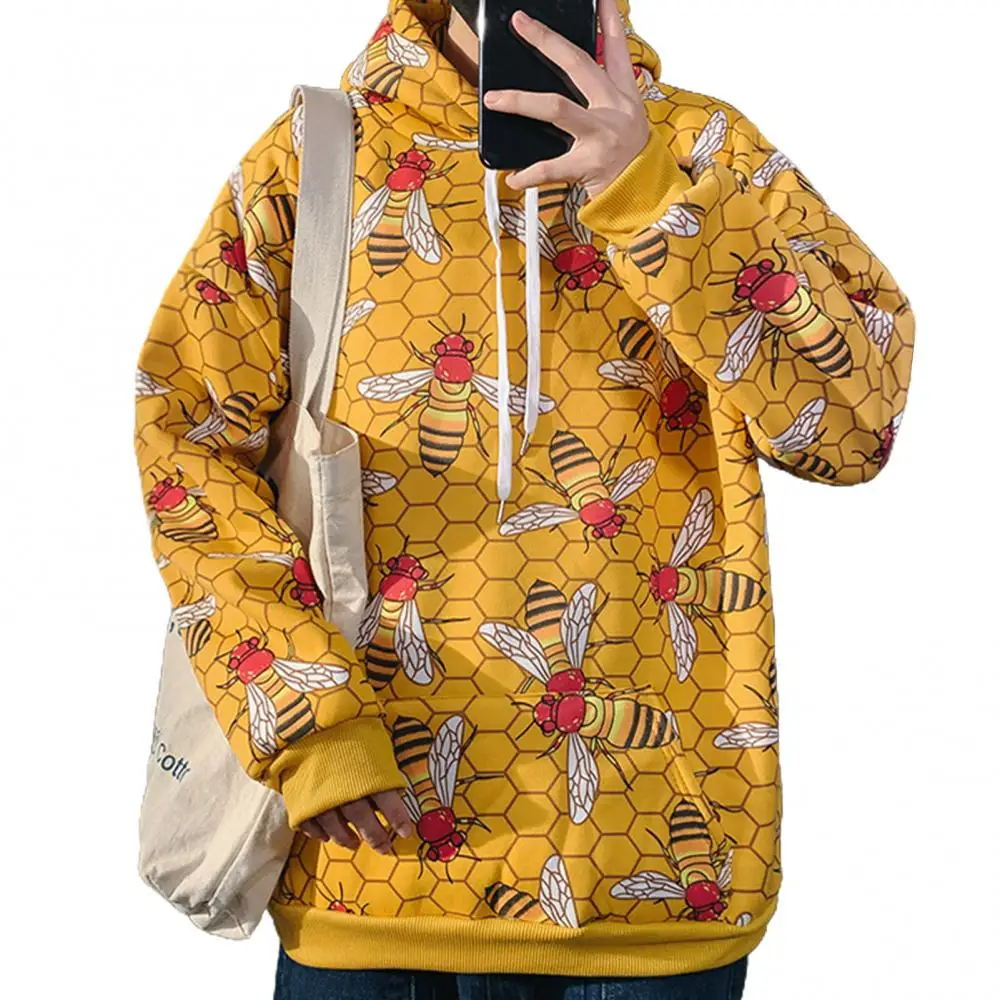

Men Autumn Winter Bees Long Sleeve Hoodie Pocket Thick Warm Sweatshirt Pullover Sweatshirt Pullover
