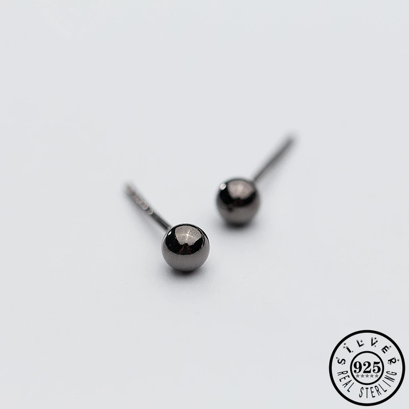 925 стерлингового серебра маленький круглый шар серьги гвоздики для женщин