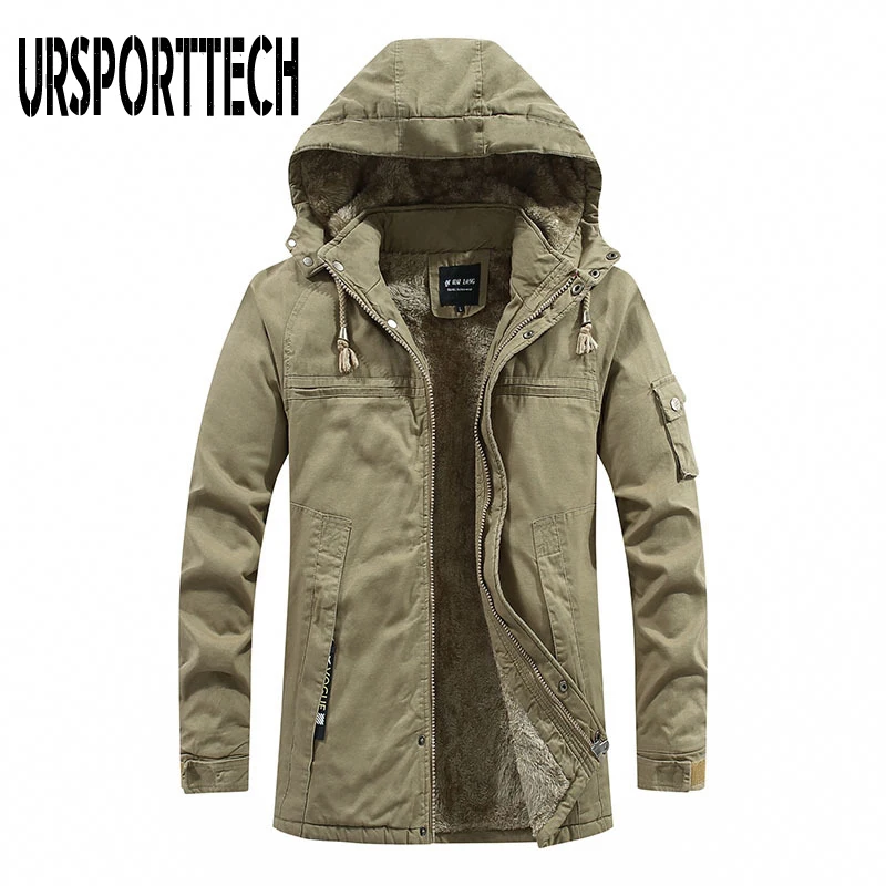 URSPORTTECH Winter Jacket Men Parkas New Casual Warm Men Parka Coat Military Windproof Hooded Jackets Windbreaker Men Coats