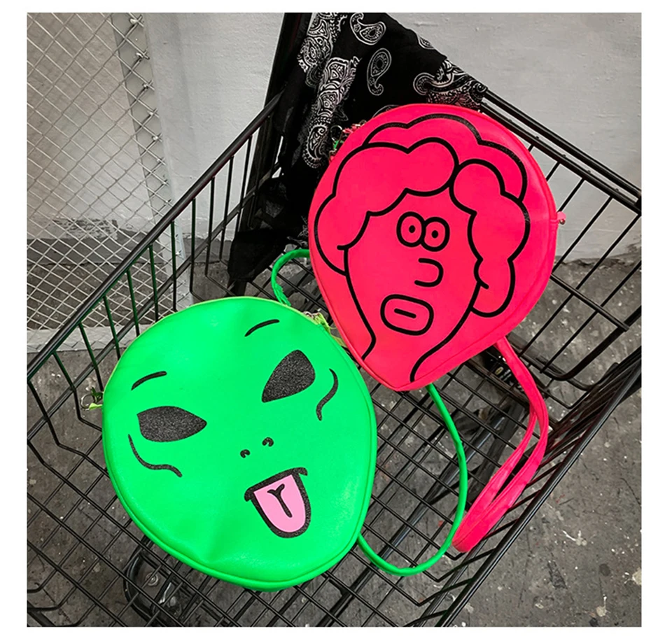 Сумки на плечо для Хэллоуина женщин неоновая зеленая розовая забавная Сумочка