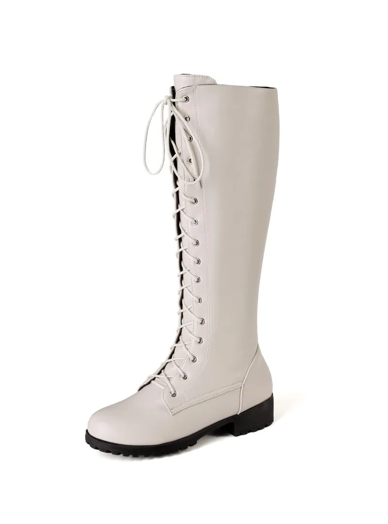 Ботинки женские зимние с перекрестным шнурком круглым носком большие размеры 9 10